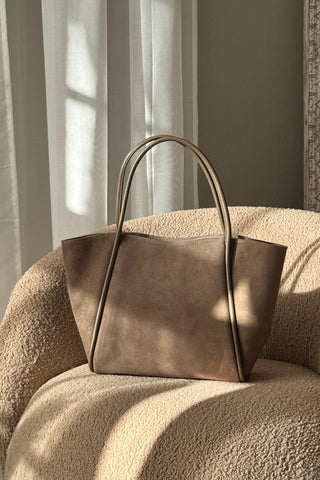 Society suede bag, mushroom