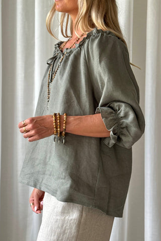 Sofia pellavapaita, camo green