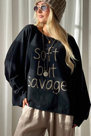Soft but Savage pitkähihainen t-paita, musta