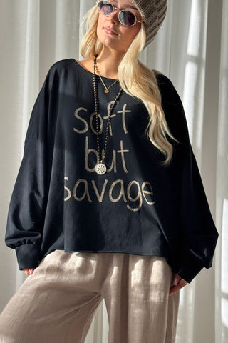 Soft but Savage pitkähihainen t-paita, musta