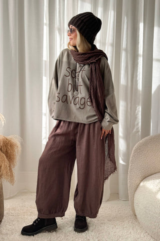 Soft but Savage long sleeve T-shirt, taupe