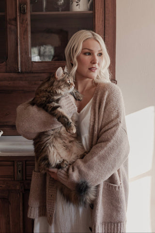 Softy neuletakki, blush pink