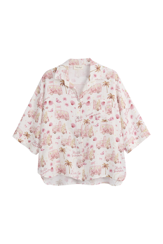 Sunny June linen shirt, surf print