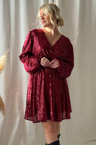 Supernova sequin dress, red wine