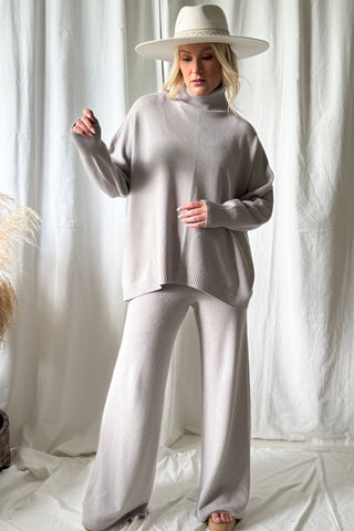 Sweet Touch polo neck jumper, taupe