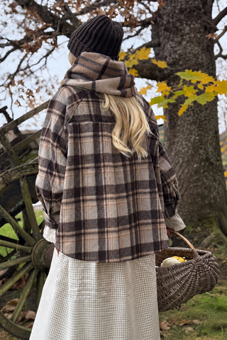Tartan flannel check shirt, brown