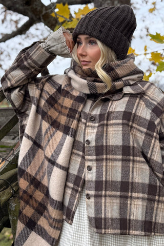 Tartan flannel check shirt, brown