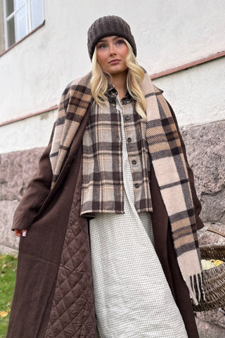 Tartan flannel check shirt, brown