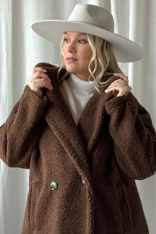 Teddy takki pitkä, ruskea