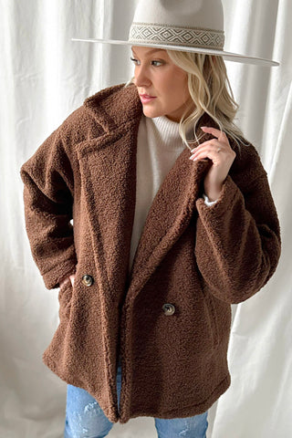 Teddy takki lyhyt, ruskea