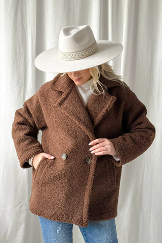 Teddy takki lyhyt, ruskea