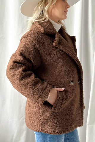 Teddy takki lyhyt, ruskea