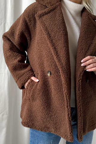 Teddy takki lyhyt, ruskea