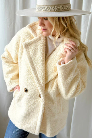 Teddy takki lyhyt, luonnonvalkoinen