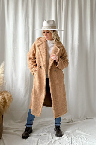 Teddy takki pitkä, caramel