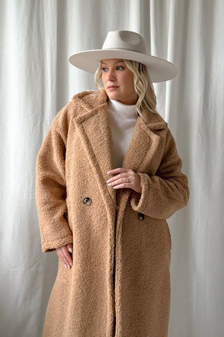 Teddy takki pitkä, caramel