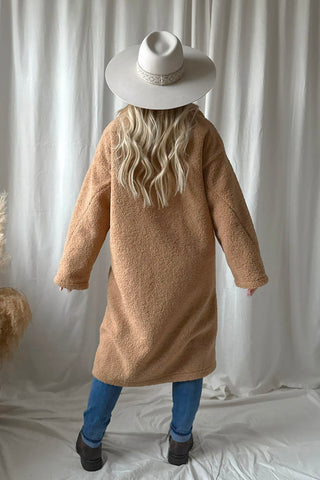 Teddy takki pitkä, caramel