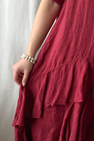 Temperance linen dress, red wine