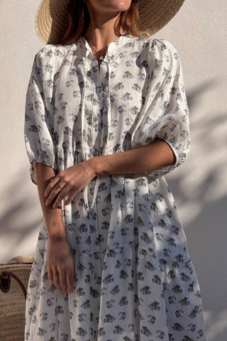 Thalia pellavamekko, floral blue