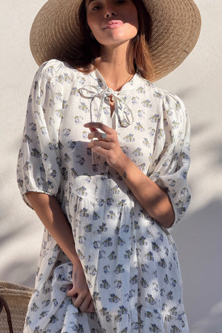 Thalia pellavamekko, floral blue