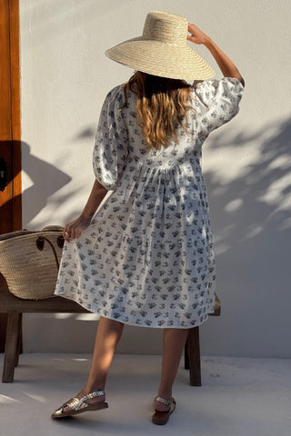 Thalia pellavamekko, floral blue