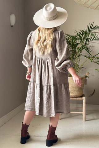 Thea pellavamekko, taupe