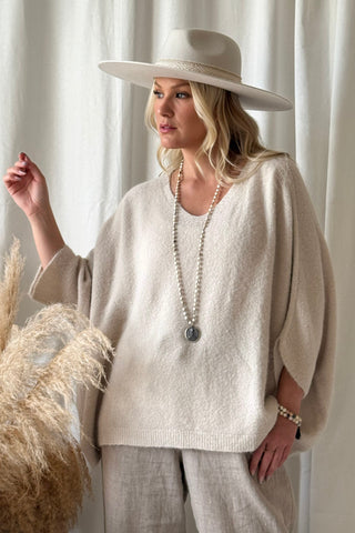 Tiana alpakkaneule, beige