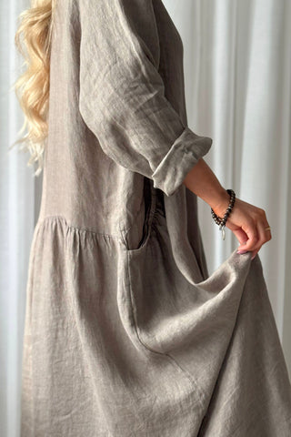 Toscana pellavamekko, taupe
