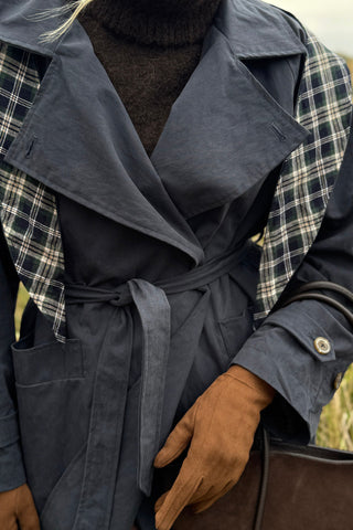 Hooded Trench Coat, navy
