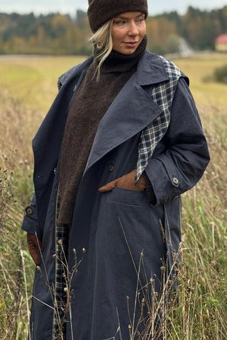 Hooded Trench Coat, navy