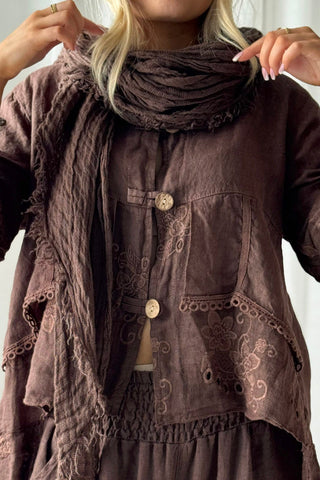 Venettia linen blouse, coffee