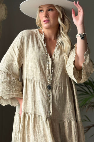 Vionne linen dress, cashmere