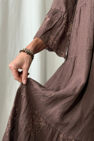 Vionne linen dress, coffee