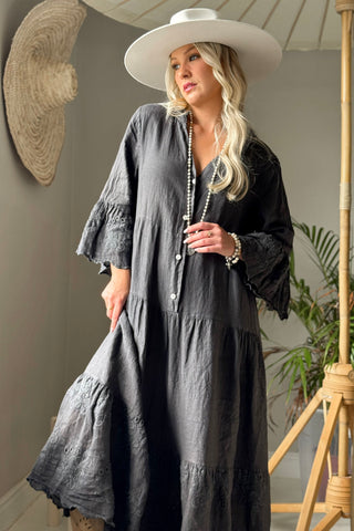 Vionne linen dress, smoke