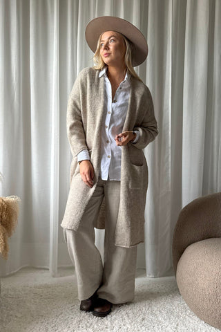 Wilona Long neuletakki, beige