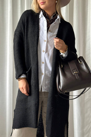 Wilona Long cardigan, black