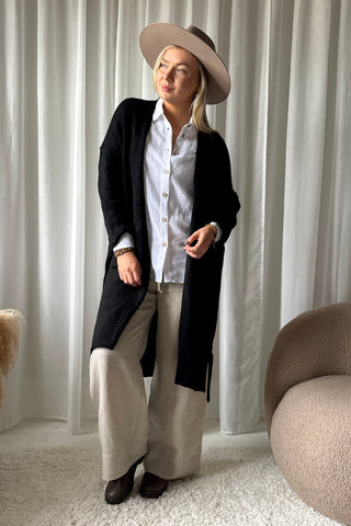 Wilona Long cardigan, black
