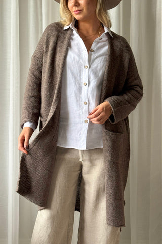 Wilona Long neuletakki, taupe