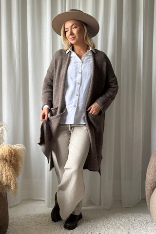 Wilona Long neuletakki, taupe
