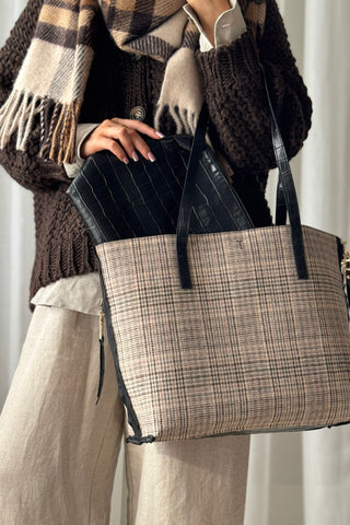 Windsor Reversible Bag big, black/check