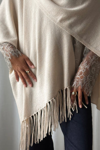Zermatt poncho luxury, beige