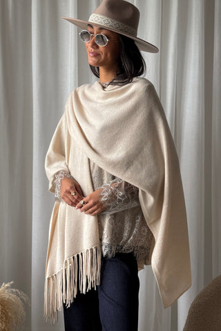Zermatt poncho luxury, beige
