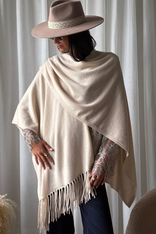 Zermatt poncho luxury, beige