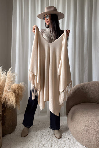 Zermatt poncho luxury, beige