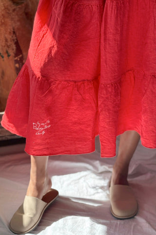 Abby Long linen dress, poppy red