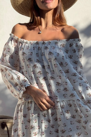 Abby pellavamekko, pink flowers