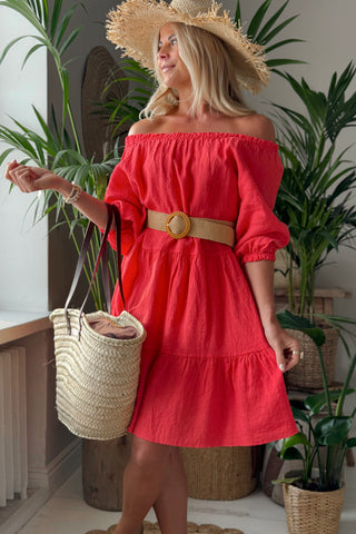 Abby pellavamekko, poppy red