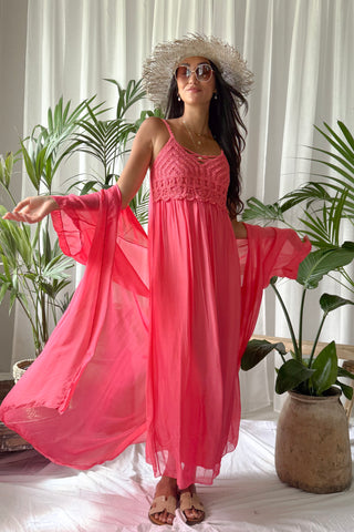 Adeanne silkkiviskoosimekko, coral