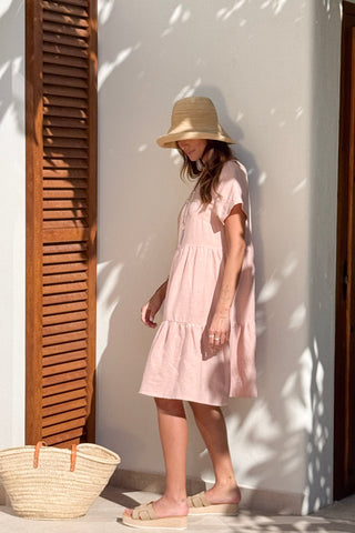 Adore linen dress, sorbet pink