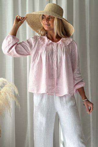 Alivia linen blouse, cool pink